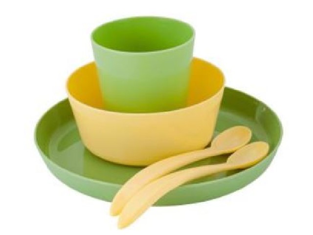 Набор детской посуды Lalababy Follow Me (тарелка, миска, стаканчик, 2 ложки) фисташковый пломбир